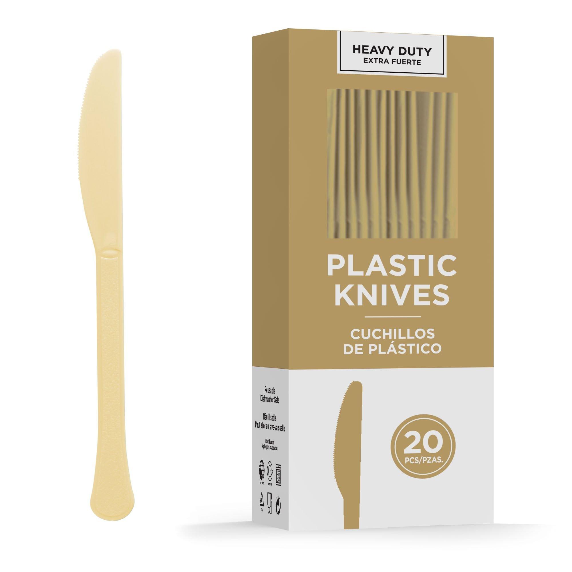 Gold HeavyDuty Plastic Knives, 20ct Party City